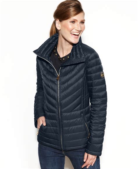 michael kors packable down jacket blue|Michael Kors packable puffer jacket.